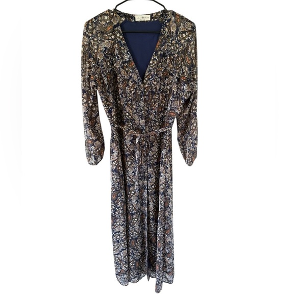 Natural Life Navy Paisley Tie Waist Maxi Dress - Picture 1 of 7